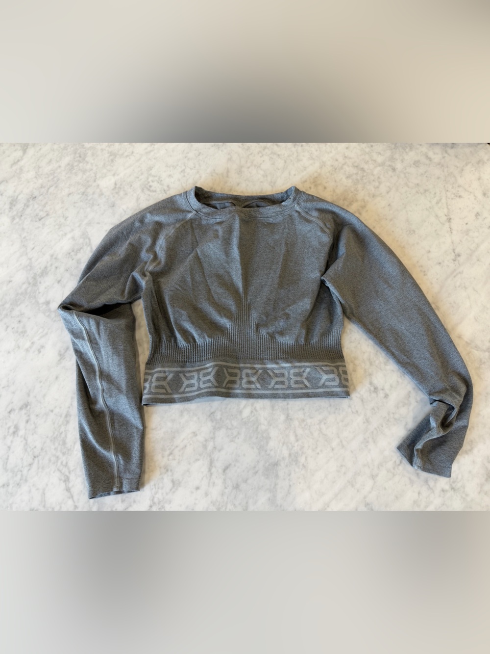 Better Bodies Gray Seamless Long Sleeve Crop Top Athletic Gym Top Size L
